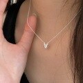 wholesale Sterling silver textured heart necklace women Korean high-end sense neckins collarbone chain-0-1