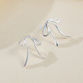 wholesale S925 Sterling Silver Korean-style Minimalist Bow Earrings for Women, Elegant and Chic Blogger-Inspired Earrings-0-1