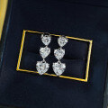 wholesale S925 Silver Three Heart Earrings for Women,Ins Style Cross-Border Dropshipping New Arrival Live Stream-0-3