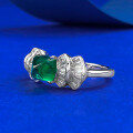 wholesale 925 Silver Gold Plated Ring for Women, European and American Luxury Ins Style Square-Cut Lab-Grown Emerald Gemstone Ring-0-2