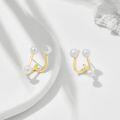 wholesale S925 Gold-Plated Silver Minimalist Japanese Jouet* Style Freshwater Pearl 3D Unique Clip Earrings Niche Design-0-2