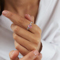 wholesale S925 Sterling Silver Ring with Teardrop Pink Zircon, Trendy Ins-Style Niche Design Jewelry-0-2
