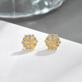 wholesale S925 gold-plated metal, autumn and winter new light luxurystyle earrings with zircon flower exquisite earrings wholesale-0-1