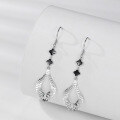 wholesale S925 Sterling Silver Korean-style Four Leaf Clover Teardrop Earrings for Women, Versatile Small Design Long Tassel Drop Earrings Elegant Ear Accessories-0-3