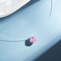 S925 Sterling Silver Fish Chain Necklace with Rose-Cut Aquamarine and D Color Moissanite-Padparadscha 2 carat - XL 398  925 silver