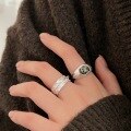 wholesale S925 Sterling Silver Pebble Open Ring for Women, Fashionable Minimalist Style, Versatile Korean Elegance-0-1