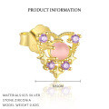 wholesale S925 Sterling Silver French-style Heart-shaped Zircon Earrings With Colorful Zircons, Sweet And Exquisite Set-0-6