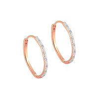 wholesale S925 sterling silver geometric circular two-tone ear clips for women with textured feel,ins-Rose gold + silver [18mm]  925 silver
