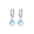 wholesale 925 Sterling Silver Circle Moonstone Earrings High-end Minimalist Ear Clips Women European and American Style Cross-Border Earrings-0-4