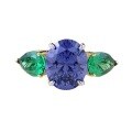 wholesale S925 Sterling Silver New 8*10mm Tanzanite Ring with Color-Blocking Pear-Shaped Nano Green Stone Style-0-4