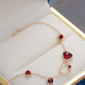 wholesale [] 925 Silver Gold Plated Dunli Jewelry Winter New Red Pomegranate Love Heart Bracelet Birthday Gift-0-3