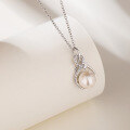 wholesale S925 Sterling Silver Pearl Necklace Korean Style Micro-Inlaid Zircon Shell Pearl Pendant Women's Collarbone Chain Fashion Accessory Cross-Border New Product-0-2