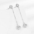 wholesale S925 Sterling Silver Korean-style Hollow Floral Dangle Earrings for Women, Small Niche Design Long Tassel Earrings, Versatile for Pierced Ears-0-3