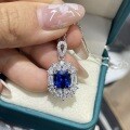 Metal Pendant Royal Blue Sapphire Necklace Set Wholesale-0-5