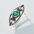 wholesale S925 Sterling Silver with Lab-Grown Emerald Leaf Earrings, Retro Luxury Style, Women's Wholesale from Manufacturer-0-2