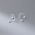 wholesale Sterling Silver Minimalist Spring Earrings Korean-style Rotating Wave Thread Bean Stud Earrings Ins Style Commuter Model M06680-0-2