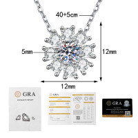 S925 Sterling Silver Moissanite Necklace, High-End Diamond-Sunflower Snowflake Pendant, Luxurious.-50-point Moissanite  925 Silver