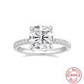 wholesale S925 Sterling Silver luxurious high-end carat diamond ring with ultra-sparkling pave setting for engagement-0-9