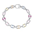 wholesale S925 Sterling Silver European and American Light Luxury Bracelet with High-End Colorful Zircon Manual Inlay and Fashionable Pig Nose Design-0-6