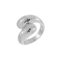 wholesale S925 Sterling Silver 205 Irregular Mirror Surface Misaligned Crossover Ring for Women High-End Small Original Ins Open Ring-JB193/White Gold [Approximately Size 16/Adjustable] &gt; Opening adjustable