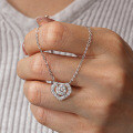 925 Sterling Silver Pendant with 1-Carat Moissanite Necklace, Geometric Heart-0-2