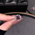 wholesale S925 Sterling Silver Imported High Carbon Diamond 8*8mm Millennium Rose Cut Purple Diamond Women's Ring-0-1