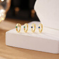 wholesale S925 Sterling Silver Simple High-end Single Zircon Earring Hoop Geometric Ear Clasp-0-3