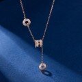 wholesale S925 Sterling Silver Zircon-Inlaid Slim Waist Necklace, Fashionable, Unique, Minimalist Luxury, Niche, Versatile Pendant Collarbone Chain Jewelry-0-0
