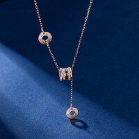 wholesale S925 Sterling Silver Zircon-Inlaid Slim Waist Necklace, Fashionable, Unique, Minimalist Luxury, Niche, Versatile Pendant Collarbone Chain Jewelry-Tassel Waist Necklace--Platinum 925 Silver