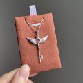wholesale 925 Sterling Silver Magical Girl Sakura Wand Pendant Angel Key Necklace-0-5