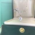 wholesale Titanium Steel Cross-border TikTok Journey with You Moissanite Necklace, Minimalist Design Small Four-Prong Antler Pendant Women's Wholesale-0-1