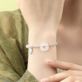 wholesale 925 Sterling Silver White Chalcedony Peace Buckle Bracelet For Women-0-2