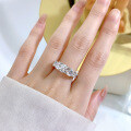 Sterling Silver Moissanite Row Ring, Luxury Niche Design for Cross-Border Live Streaming Wholesale-0-4