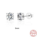 wholesale S925 Sterling Silver Plated with Plated with White Gold, 1 Carat 05 Carat Four-Prong Earrings with Moissanite, Luxury Ready-to-Ship-0-6