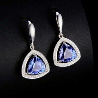 wholesale S925 sterling silver minimalist triangle drop earrings for women, French-style high-end versatile ear accessories-BE0299-Platinum>925 Silver