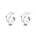 wholesale S925 Sterling Silver Korean-style Geometric Irregular Minimalist Small C-Hoop Earrings for Women-0-4