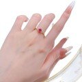 wholesale S925 Silver Geometric Diamond Ring, European and American Hit Spring New Collection, Synthetic Ruby Simulating Pigeon Blood Red-0-4