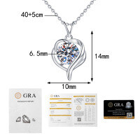 S925 Sterling Silver Moissanite 1 Carat Heart Pendant Necklace-1 carat moissanite  925 silver