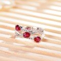 wholesale S925 Silver New Cloudsame Jewelry Cross Geometric Ring, Popular European and American Cross-Border Light Luxury Cultivated Ruby Ring-0-1