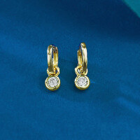 wholesale S925 Silver Gold-Plated with Inlaid Round Zircon Bubble Stud Earrings, Cross-Border AliExpress Best Seller-E633 Gold &gt;925 Silver