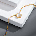 wholesale S925 gold-plated silver, fashionable and minimalist OL-style versatile women's necklace with white crystal and white shell double-layer stone collarbone chain-0-2