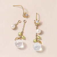 wholesale Metal: S925 Silver Plated with 14K Gold Japanese-inspired niche design with a high-end feel, featuring pearl and white crystal teardrop earrings-Moonstone Earrings 925 Silver