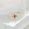 wholesale S925 Silver Plated 14K Gold Japanese Retro Light Luxury Garnet Stud Earrings/Ring Set Versatile Style-0-6