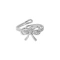 wholesale S925 Sterling Silver Korean Version Ins Small and Minimalist Design Versatile Bow Adjustable Ring for Women-0-5