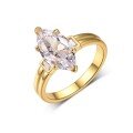 wholesale Gold S925 Moissanite Ring with Marquise Main Stone and Trapezoid Side Stones Three-Stone Design-0-4