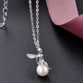 wholesale S925 sterling silver pearl necklace for women, autumn and winter lightweight luxury cute design small fairy pendant collarbone chain-0-5