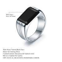 wholesale Design a high-end, sophisticated men's ring featuring natural black onyx with S925 silver setting and square-cut malachite gemstone-Black Onyx Ring>US Size 12