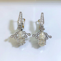 wholesale 925 Sterling Silver Women's Exquisite European and American Versatile Hot-Selling Internet Celebrity Same Drop Bee Earrings Studs-E101 White G 925 Silver