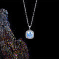 Metal Silver Square Micro-Set Bezel Necklace Moissanite Women's Choker 1 Carat Factory Direct-0-1