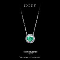 Metal Alloy New Floral Ice-Cut Green Zircon Necklace-S925 Sterling Silver + High Carbon Diamond